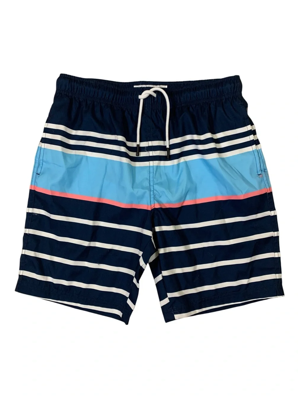 Maamgic Navy Blue Striped Swim Trunks 14 16 NWT Boys Board Shorts
